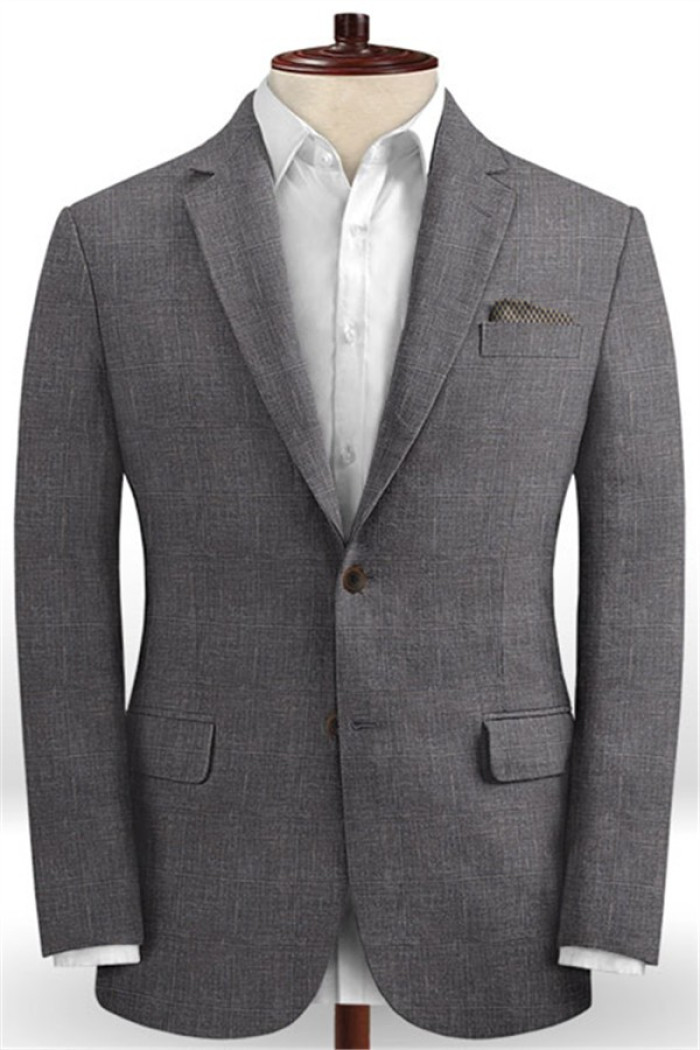 Rhett Dark Gray Casual Linen Tuxedo | Slim Fit Simple Men Suits
