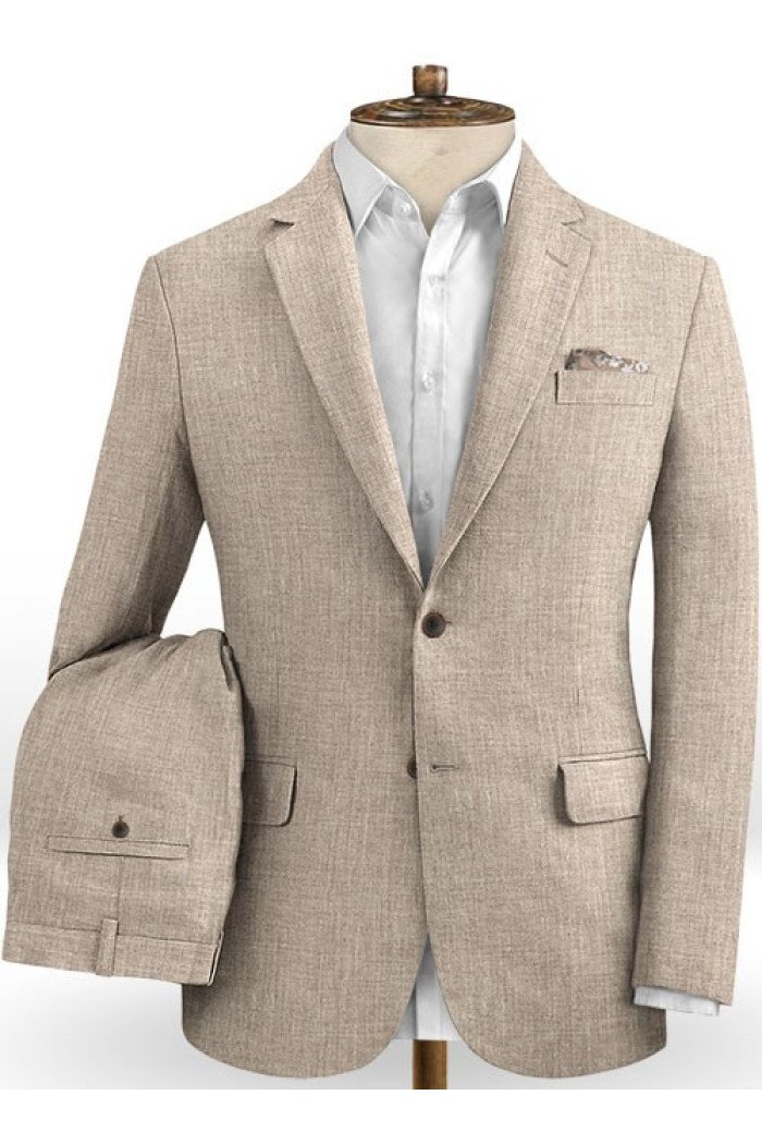 Linen Suits Notched Lapel Men Suits | Karter  2 Pieces Fit Grooms Business Suit