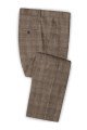 Brown Kole Two Pieces Men Suits | Linen Plaid Slim Fit Tuxedo
