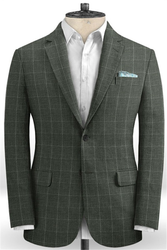 Jase Bespoke Plaid Party Men Suit Set For Boy | Luxury Linen Two Pieces Tuxedo