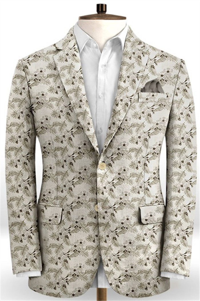 Glamorous Flower Printed Men Suits Two Pieces Prom Outfits Tuxedo