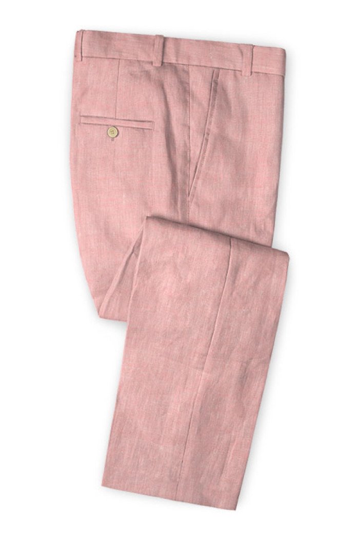 Gavyn Candy Pink Prom Outfits Suits for Boy Coat Pant Designs Linen Tuxedo