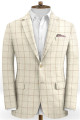 Giovanny Champagne Plaid Linen Tuxedo | Fashion Two Pieces Notch Lapel Men Suits