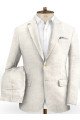 Xzavier Ivory Linen Wedding Groom Suits | Notched Lapel Two Pieces Tuxedo