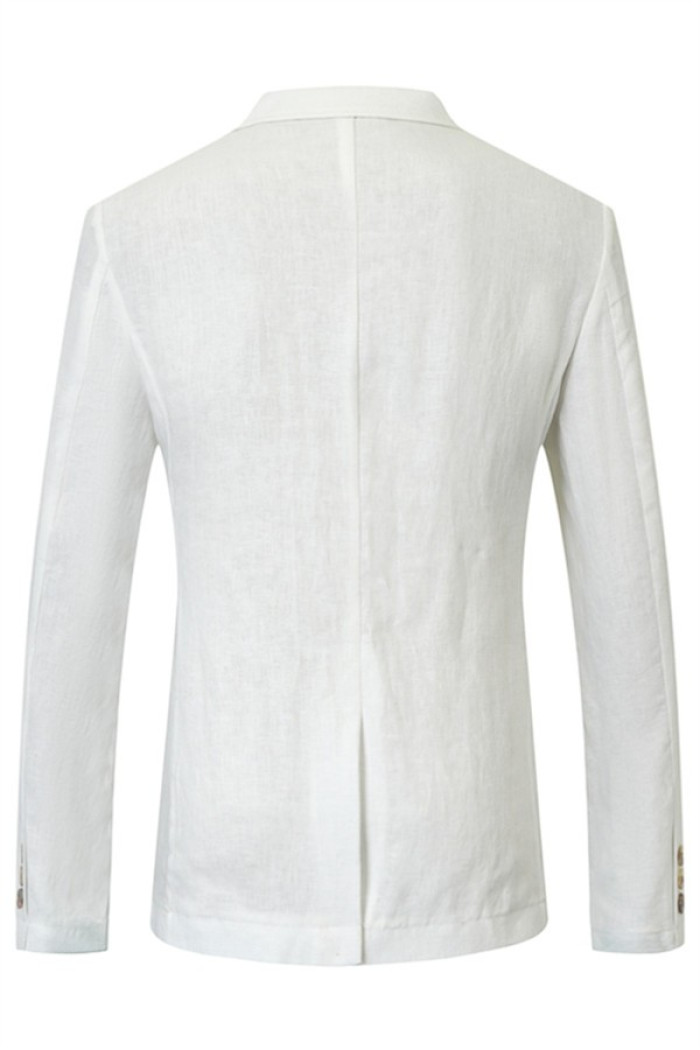 Bespoke White Summer Linen Men Blazer Jacket