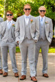 New Arrival Light Grey Wedding Groomsmen Suits | Three Pieces Notched Lapel Men Suits
