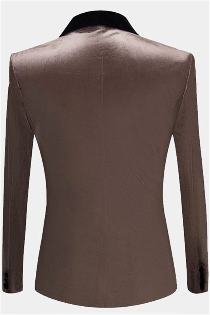 Stylish Grey Velvet Blazer Jacket for Prom Close Fitting Casual Blazer