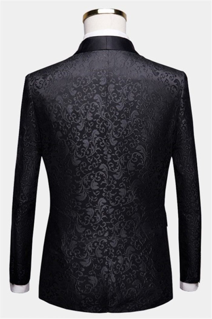 Stylish Black Jacquard Dinner Suits Formal Shawl Lapel One Button Blazer