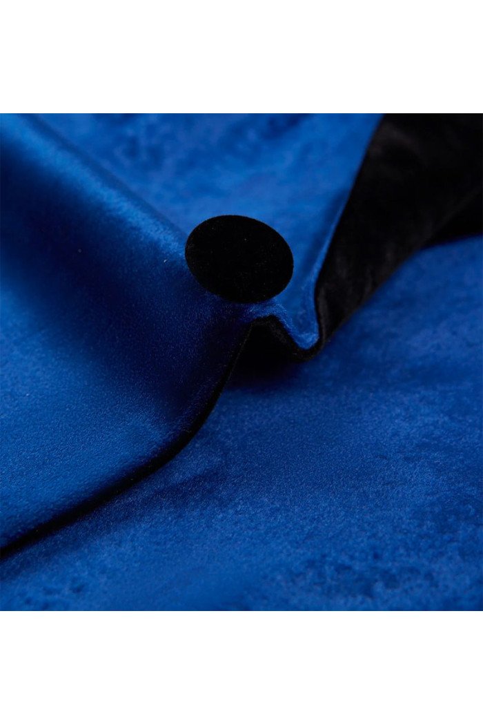 Stylish Blue Velvet Blazer One Piece Shawl Lapel  Suit