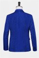 Modern Royal Blue Jacquard  Suit Jacket Fashion Close Fitting Blazer