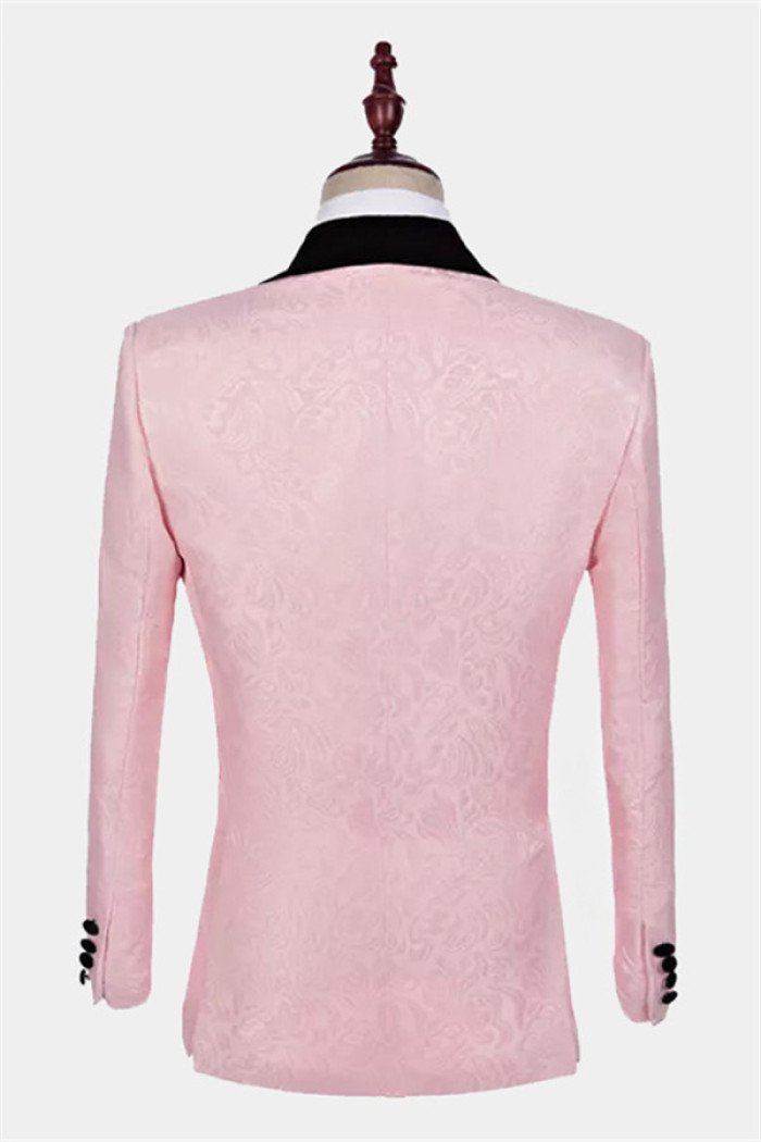 Modern Unique Pink Jacquard  Suit  Prom Suits for Guys