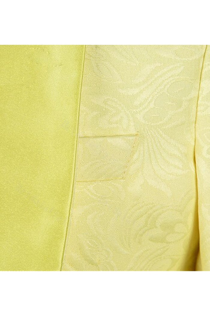 Stylish Yellow Jacquard Men Suits 3-Pieces Shawl Lapel  Suit