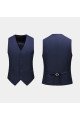 Fashion Navy Blue Formal Business  Suit Shiny Notched Lapel Prom Suits