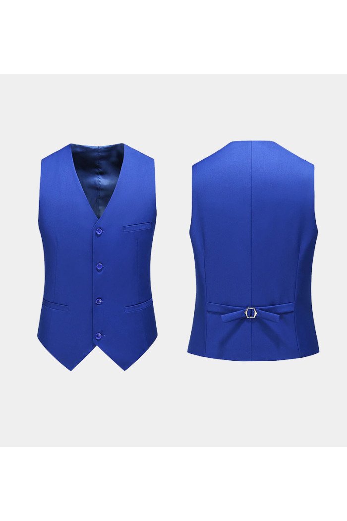 Fashion Royal Blue Notched Lapel Prom Suits Business Men Suit with 3 Pieces