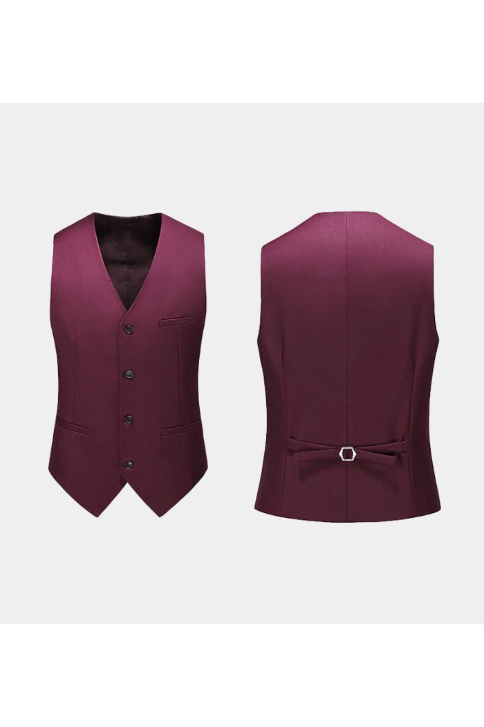 Fashion Armando Burgundy Suits with 3 Pieces Peak Lapel Mens Wearhouse  Suit