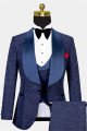 Stylish Navy Blue 3-Pieces  Suit Jacquard Bespoke Men Suits