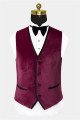 Stylish Burgundy Velvet 3-Pieces  Suit Peak Lapel Prom Suits