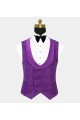 Stylish Vintage Jacquare Violet Men Suits 3 Pieces Prom Suits