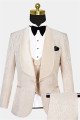 Stylish White 3-Pieces Jacquare  Suit Shawl Lapel Dinner Suits 