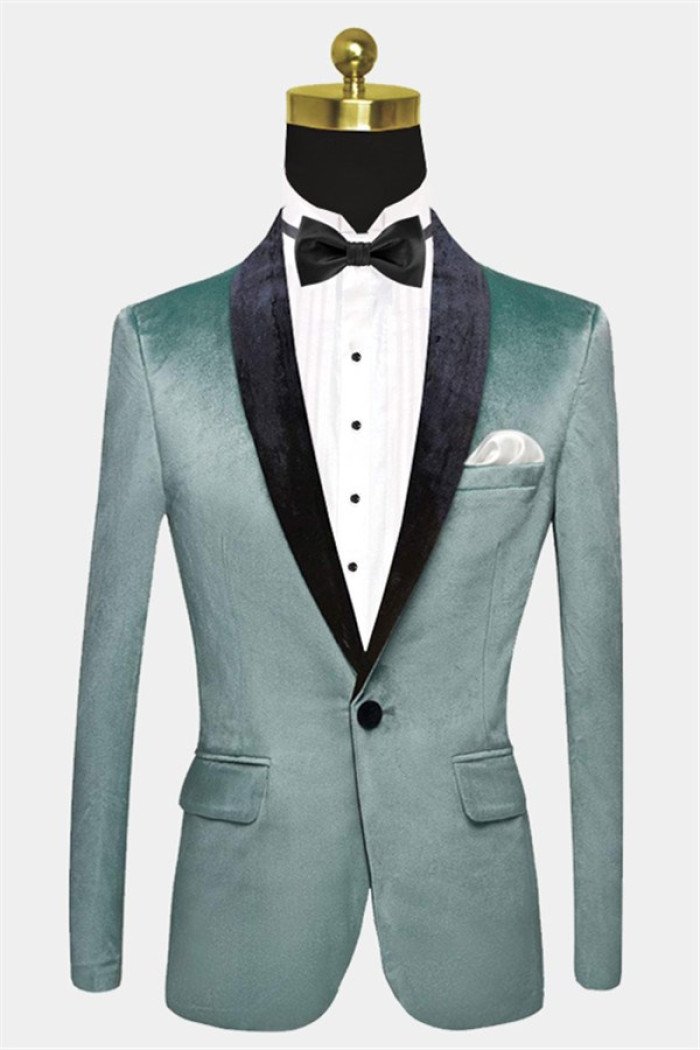Stylish Turquoise Velvet  Suit Jacket Scott One Button Prom Blazer