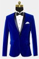 Modern Royal Blue Velvet  Suit Jacket Shawl Lapel Prom Suits 