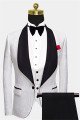 Modern Floral White Men Suits with Black Lapel 3-Pieces Dinner Suits