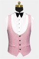 Modern Gorgeous Pink Jacquard Prom Suits 3-Pieces Men Suits with Black Lapel