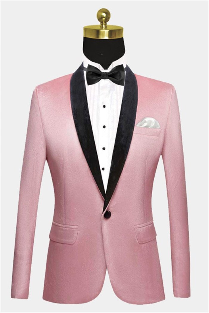 Stylish Light Pink Velvet Prom Suits Modern Mens Close Fitting Blazers