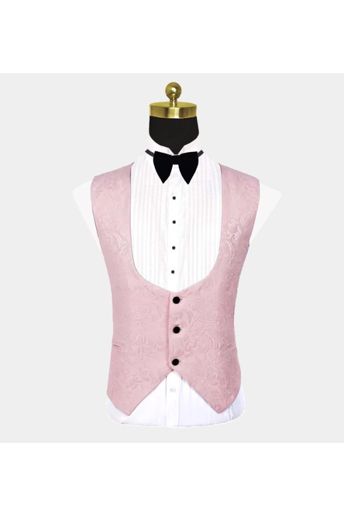 Modern Unique Pink Jacquard  Suit  Prom Suits for Guys