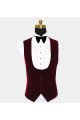 Modern White Jacquard Men Suits with Burgundy Lapel Floral  Suit