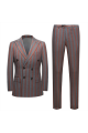 Fashion Red and Gray Stripes Formal Men's Suits Modern Double Breasted Prom Suits