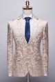 Fashion Unique Printed Champagne Pink Notched Lapel Men's Suits for Prom