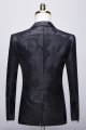 New Arrival Fashion Notched Lapel Two Buttons Men's Suits Floral Jacquard Black Wedding  Suits