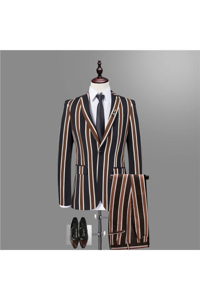 New Arrival Jeremy Fashion Black Striped Men Suits for Prom