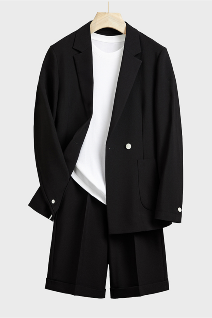 New Arrival Uriel Black Fashion Notched Lapel Loose Summer Men Suits