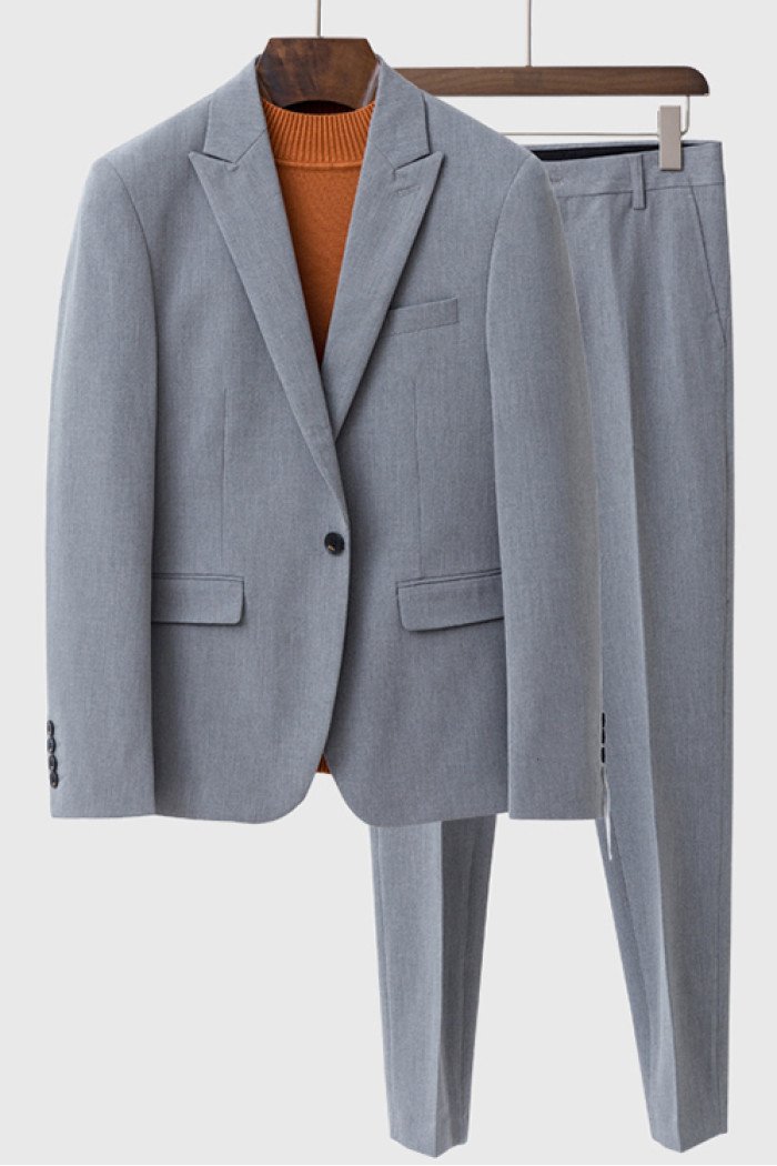 New Arrival Landyn Gray Bespoke Stylish Peaked Lapel Loose Men Suits