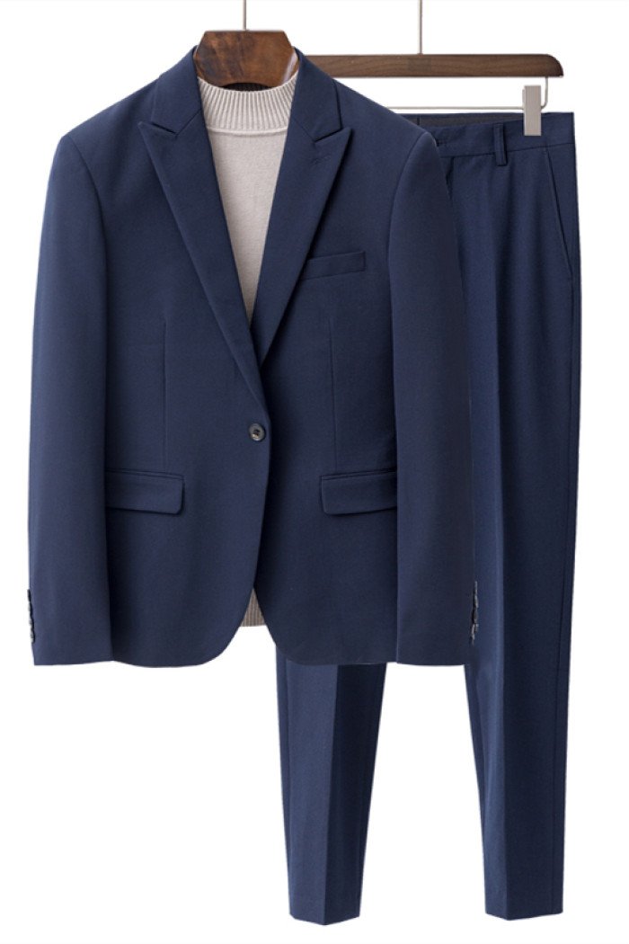 New Arrival Lance Navy Blue Peaked Lapel One Buttom Men Suits for Summer