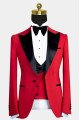 New Arrival Davis Red Peaked Lapel Close Fitting Men Suit with Black Lapel