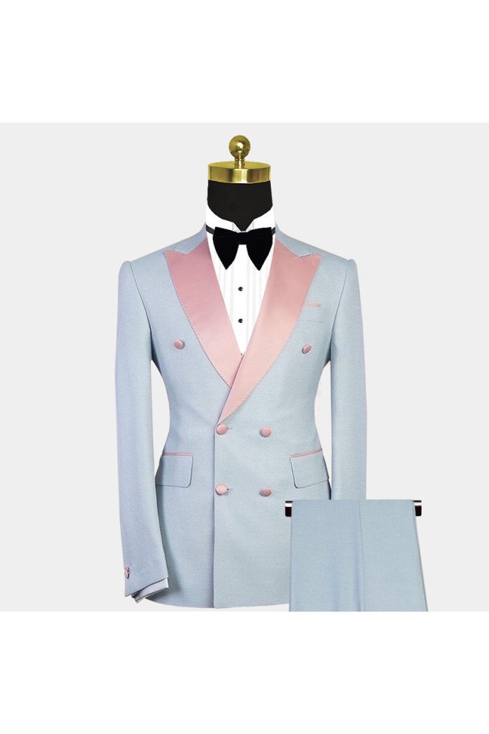 New Arrival Colten Handsome Double Breasted Contrast Color Men Suit with Peaked Lapel