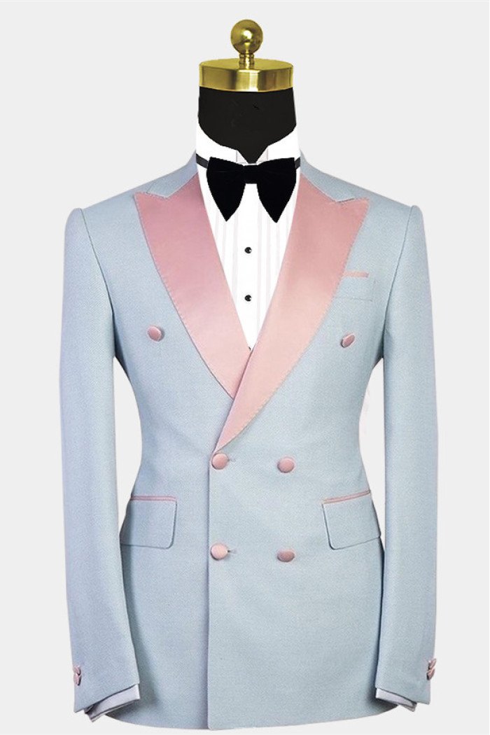 New Arrival Colten Handsome Double Breasted Contrast Color Men Suit with Peaked Lapel