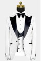 Newest Russell Stylish White Close Fitting Peaked Lapel Wedding Groom Suit