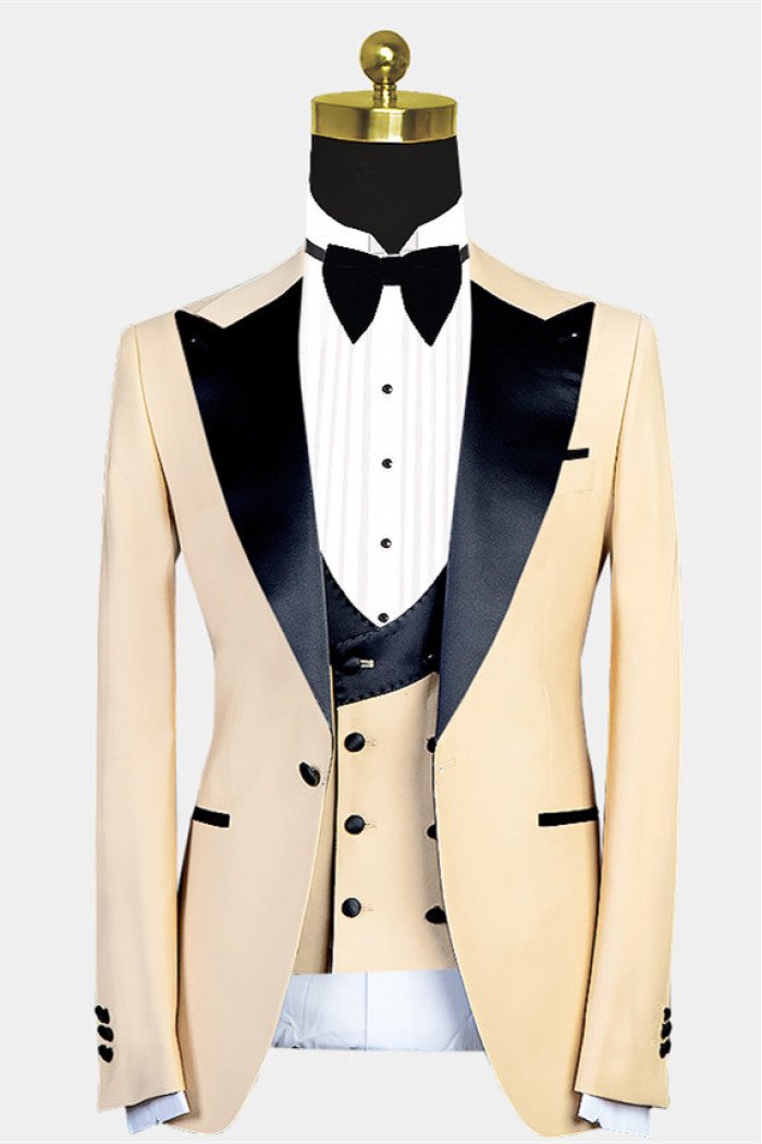 Newest Kobe Handsome Peaked Lapel Close Fitting Men Suit for Prom