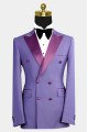 Newest Nickolas Fashion Peaked Lapel Purple Bespoke Double Breasted Men Suits