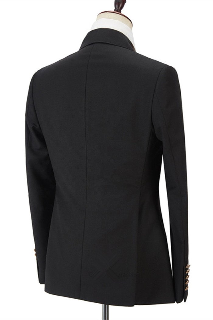 Modern Black Men Suits  Peak Lapel Blazer with Double Breasted