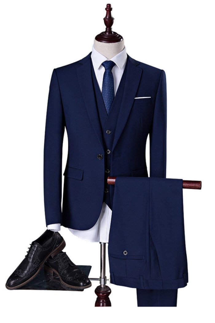 Modern Modern Navy Blue Men Suits Business Close Fitting  Suit