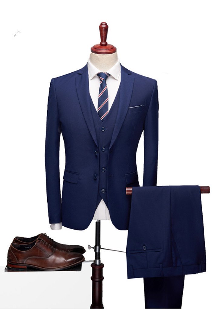 Stylish Stylish Dark Navy Notched Lapel  Suit 3-Pieces Men Suits for Prom
