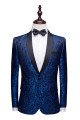 Modern Blue Jacquard  Suit Jacket  Bespoke Close Fitting Men Suits for Prom