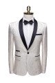 Stylish White Jacqard Wedding Men Suits Close Fitting Dinner Blazer