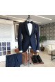 Newest Tomas Navy Blue Shawl Lapel One Button Wedding Groom Suits