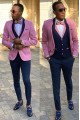 Newest Willie Pink Shawl Lapel 3-Pieces Close Fitting Men Suits